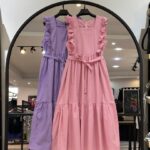 پیراهن لینن سرشونه چین گلاب (35448)