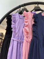 پیراهن لینن سرشونه چین گلاب (35448) - Image 3