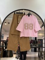 ست تیشرت پنبه براش و شلوار بگ کتان 88 با ضمانت جنس و تنخور (35484) - Image 2