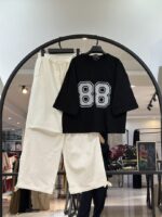 ست تیشرت پنبه براش و شلوار بگ کتان 88 با ضمانت جنس و تنخور (35484) - Image 4