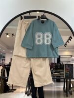 ست تیشرت پنبه براش و شلوار بگ کتان 88 با ضمانت جنس و تنخور (35484) - Image 5