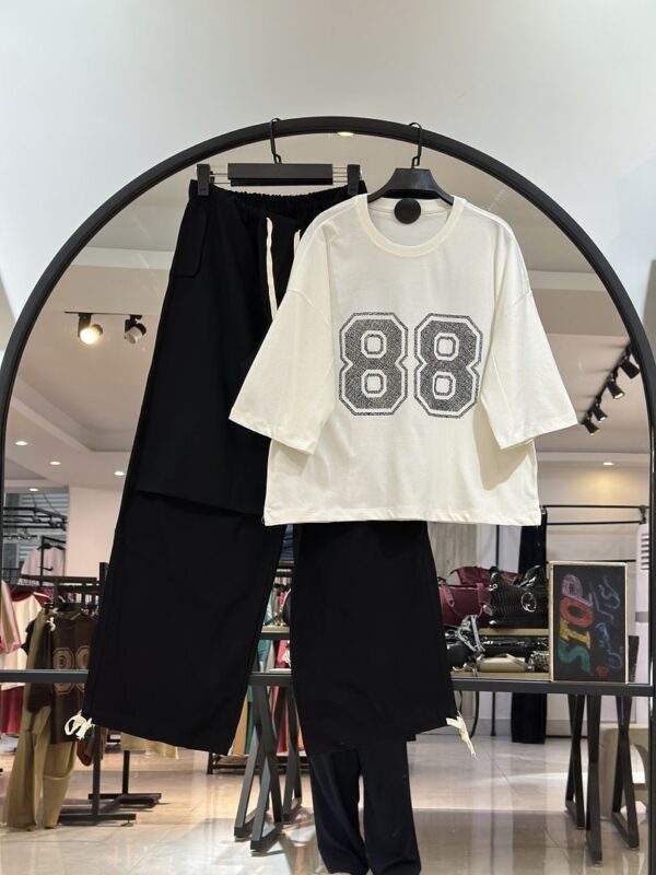 ست تیشرت پنبه براش و شلوار بگ کتان 88 با ضمانت جنس و تنخور (35484) - Image 6