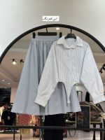 ست شومیز پفکی گره ای و دامن لینن کمر کش نرمین (35498) - Image 6