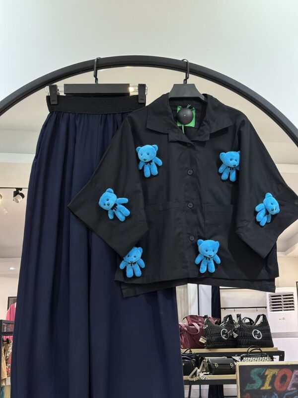 ست شومیز خرس تدی و شلور سیلک (35504) - Image 3