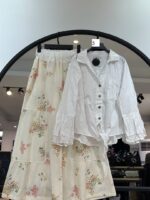 ست شومیز لینن چروک و دامن شلواری چیچک (35495) - Image 5