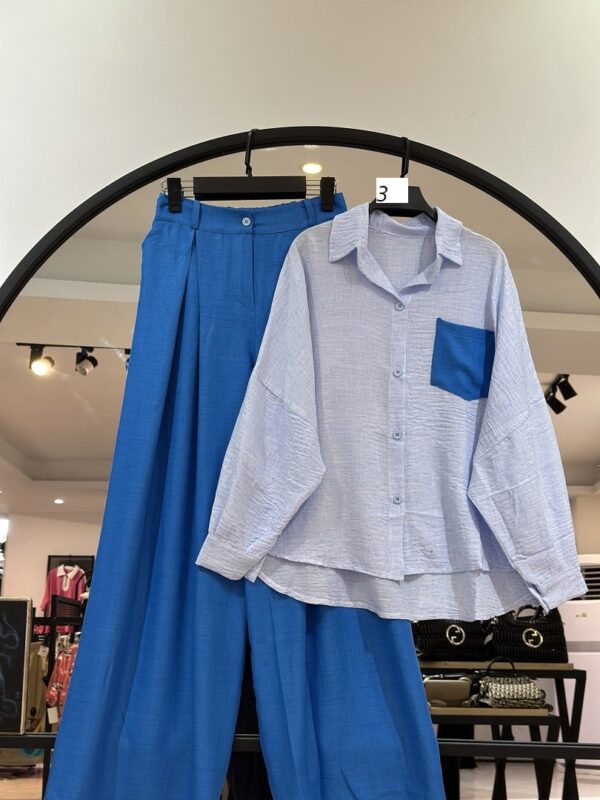 ست شومیز تک جیب و شلوار فول بگ یاس (35507) - Image 3