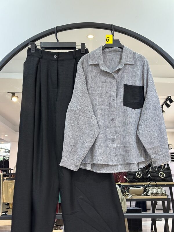 ست شومیز تک جیب و شلوار فول بگ یاس (35507) - Image 6