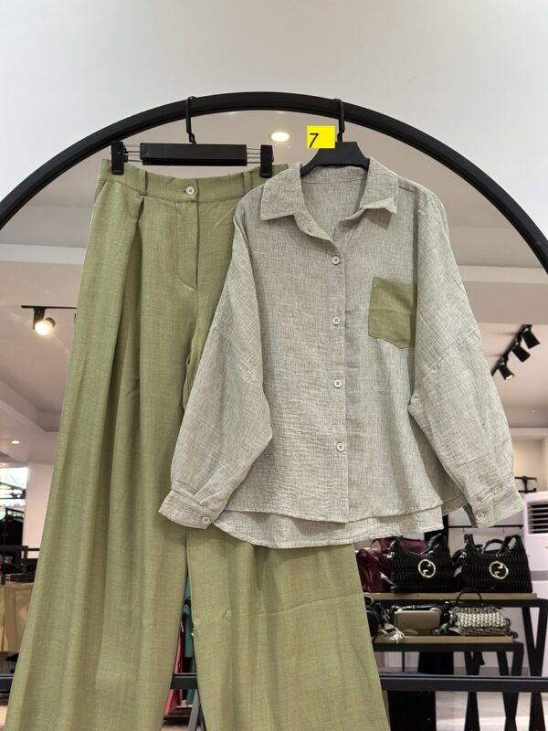 ست شومیز تک جیب و شلوار فول بگ یاس (35507) - Image 7