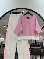 ست تیشرت استتین سه ربع کفی و شلوار کتان جین ماسچینو (35519) - Image 3