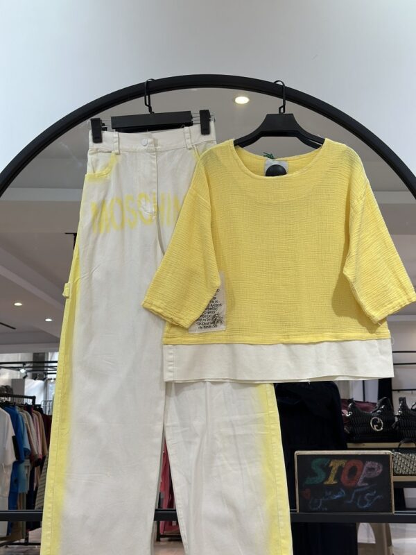 ست تیشرت استتین سه ربع کفی و شلوار کتان جین ماسچینو (35519) - Image 4