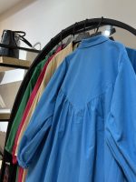 پیراهن لینن چین دار یقه دکمه عسل بانو با قیمت اف (35547) - Image 2