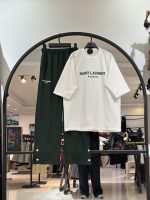 ست تیشرت شلوار گلکسی دو دکمه سفید (35552)