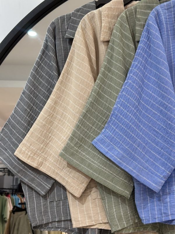 شومیز لینن ایتالیایی راه راه با قیمت اف (35583) - Image 2