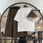 ست سه تیکه کلاه و دامن و تیشرت سوپر پنبه لیارز(35582)