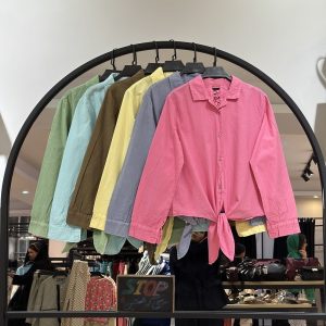 شومیز لینن ایتالیایی وارداتی سنگشور شده سلین درجه یک (35624)