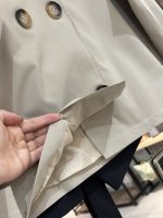 کت بارونی یقه ایستاده کتان زارا میله ای استر دار آتری (35685) - Image 2