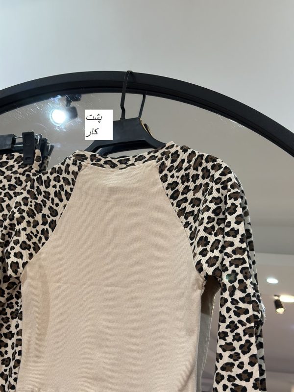 ست کراپ بلوز و  دامن پنبه کبریتی پلنگی (35688) - Image 3