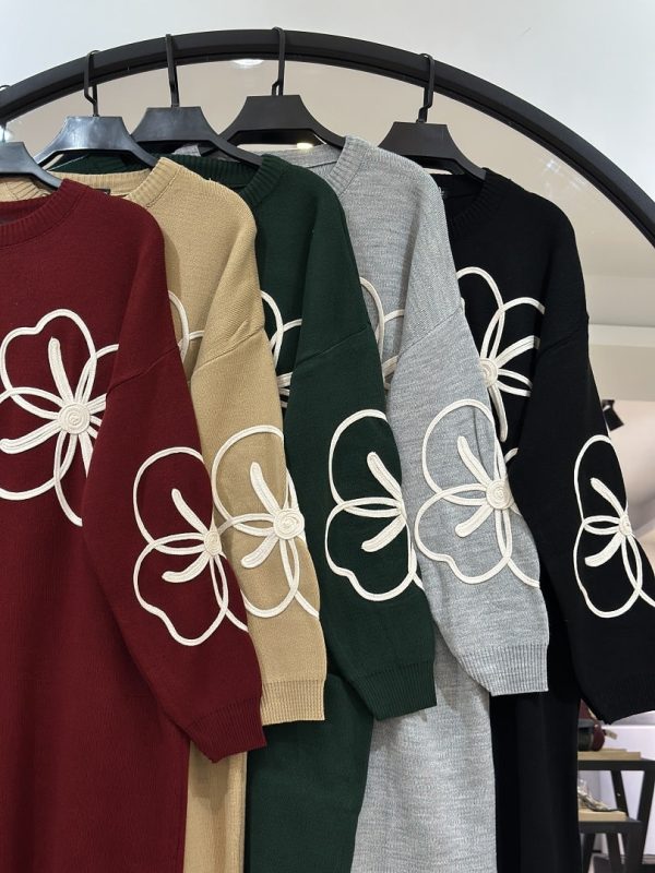 پیراهن بافت متراکم با گرم بالا طرح گلدوزی شده ضمانت دار (35708) - Image 2