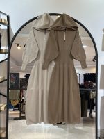 پیراهن بافت بلند کمر گنی یقه زیپ (35727)