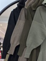 پیراهن بافت بلند کمر گنی یقه زیپ (35727) - Image 2