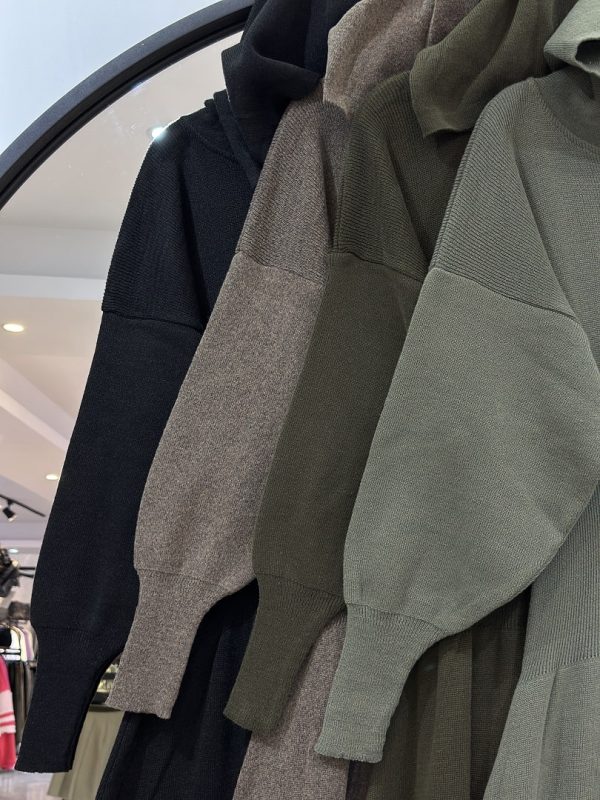 پیراهن بافت بلند کمر گنی یقه زیپ (35727) - Image 2