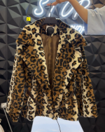 کت پوست پلنگی کمر دار مزونی (35733) - Image 3