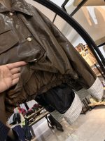 کاپشن چرم استین راه راه ترک (35757) - Image 2