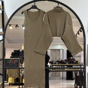 ست پانچو و پیراهن بافت زنجیری (35761)