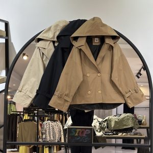 ترنچ کت بارونی کلاهدار کتان زارا کوتاه بلند (35763)