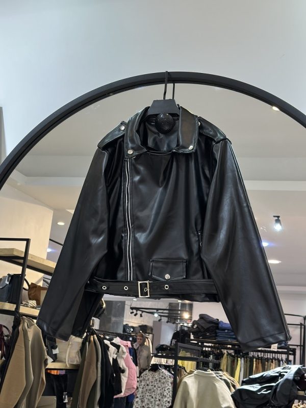 کت چرم تو کرکی تک جیب زیپ یکطرف خور (35869) - Image 2