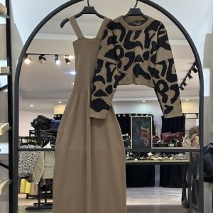 ست رویه و پیراهن بندی بافت ابرنگی متراکم (35852)