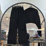 ست بلوز شلوار بافت قلاب بافی تک مشکی (35903)