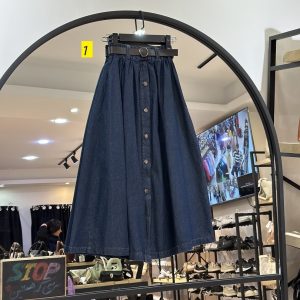 دامن جین وارداتی جلو دکمه (36041)