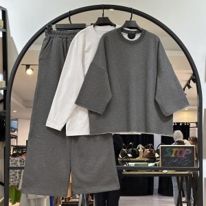 ست سه تیکه ترکیبی دورس تو کرکی و تیشرت شومیزی نخ پنبه (36101)