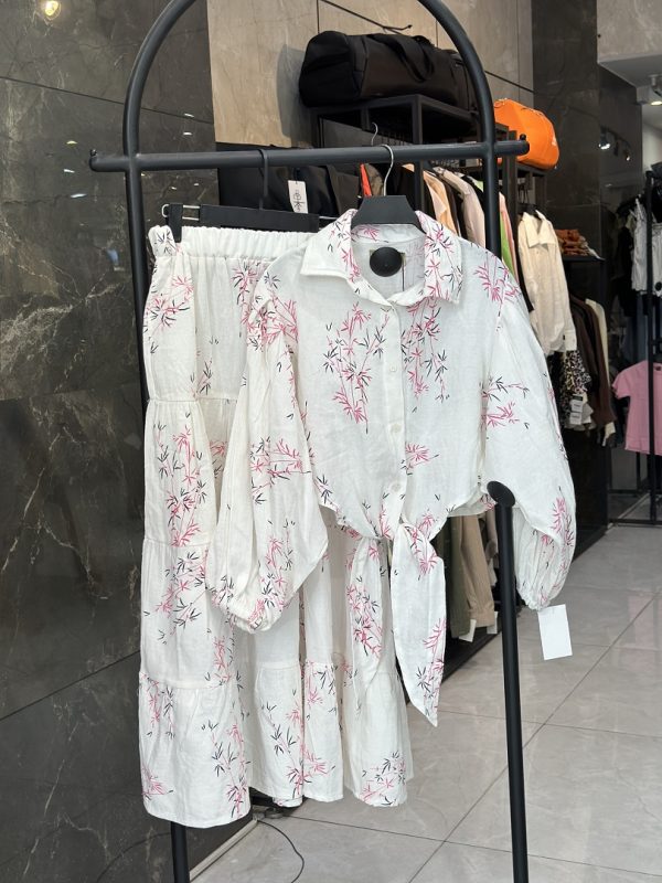ست شومیز دامن دبل فیس پایین گره شکوفه (3703) - Image 2