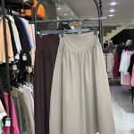 دامن لینن کمر گنی جلو چین (3735)