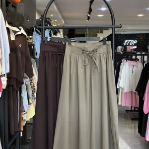 دامن لینن کمر ضربدری پرچی (3736)