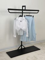 ست شومیز شیشه ای و کراپ تاپ پنبه کبریتی و شلوار بگ لینن (3822) - Image 4