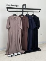 پیراهن کرپ مورگان جلو دکمه (3952)