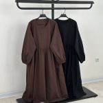پیراهن لینن کمر جین همراه با کمر بند چرم (3992)