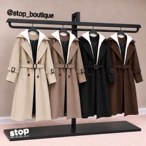 بارونی بلند کلاه دار دو تیکه (90200)