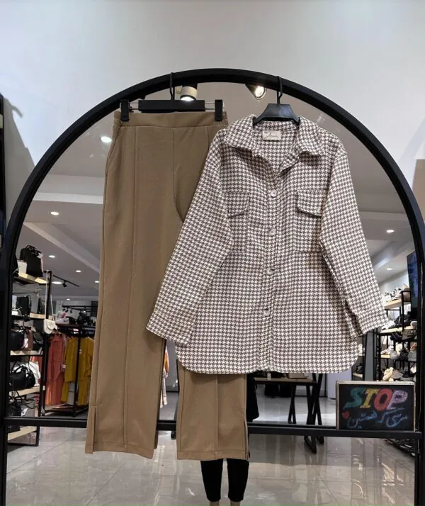 ست شومیز و شلوار پیچازی طرح کت بلند (33790) - Image 2