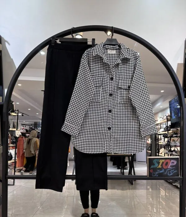 ست شومیز و شلوار پیچازی طرح کت بلند (33790) - Image 3