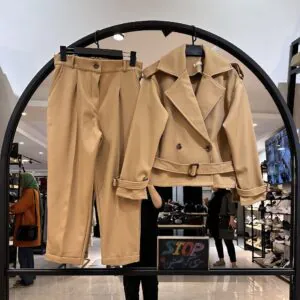 ست ترنچ کت و شلوار مام کتان کجراه (34182)