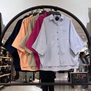 شومیز پانچو لینن دکمه ریز (35059)