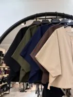 ست پانچو لینن جلو دکمه به همداه دامن جلو چین کمر کش (35110) - Image 2