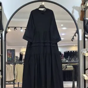 پیراهن کرسپو چین دار با ضمامت جنس طرح یونا (35542)