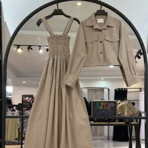 ست کت و سارافون کش ماسوره دکمه پانچی صدف (35399)