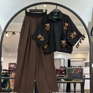 ست شومیز خرس تدی و شلور سیلک (35504)