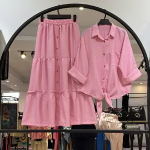 ست شومیز دامن کرسپو دکمه ریز زیبا (35506)